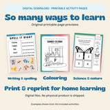 TibaKids digital educational activity pack with original printable worksheet previews. Download and print at home; no physical product is shipped.