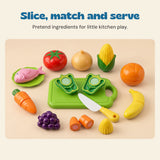 Slice, match and serve. Pretend ingredients for little kitchen play.