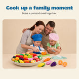 Cook up a family moment. Make a pretend meal together.