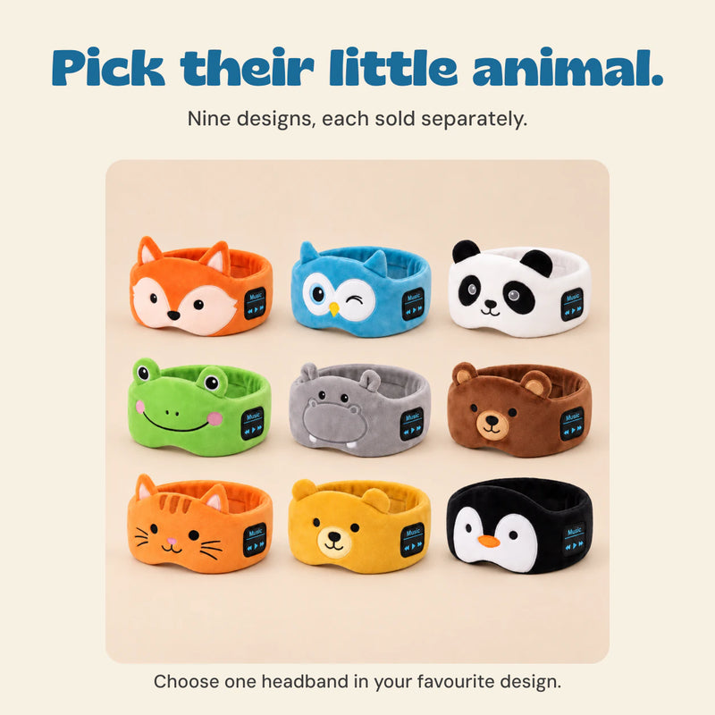 Nine CozyCritter audio headband designs shown as individual choices.