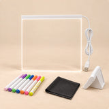 TibaToes™ GlowScribble Light-Up Drawing Board shown in a warm beige studio with realistic depth.