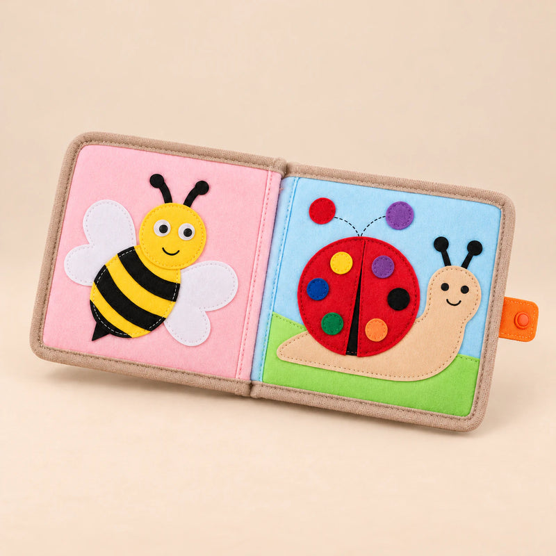 Bug Garden BusyBuddy variant showing the actual beige-bound bee and ladybird activity spread.
