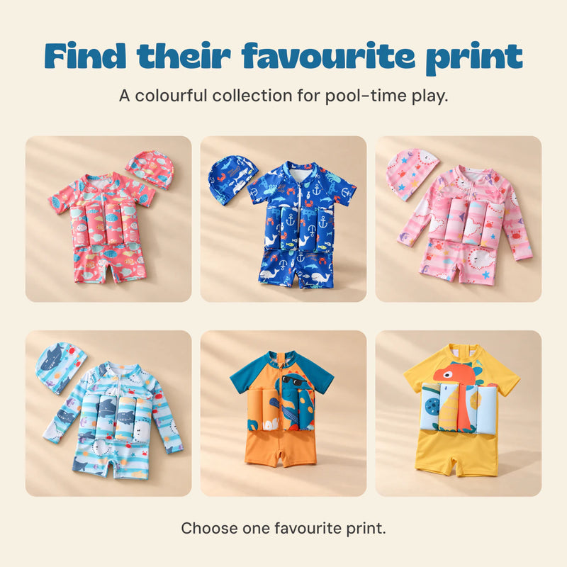 Find their favourite print. A colourful collection for pool-time play.