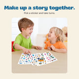 Two children sharing the original reusable sticker activities.