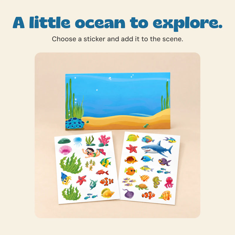 Ocean scene with its matching reusable sticker sheets.