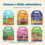 Choose a little adventure. Six themes for sticker stories.