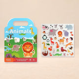 TibaToes™ PuffyScene Reusable Sticker Book shown in a warm beige studio with realistic depth.