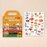 TibaToes™ PuffyScene Reusable Sticker Book shown in a warm beige studio with realistic depth.