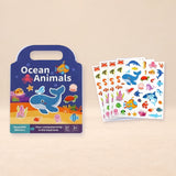 TibaToes™ PuffyScene Reusable Sticker Book shown in a warm beige studio with realistic depth.