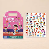 TibaToes™ PuffyScene Reusable Sticker Book shown in a warm beige studio with realistic depth.