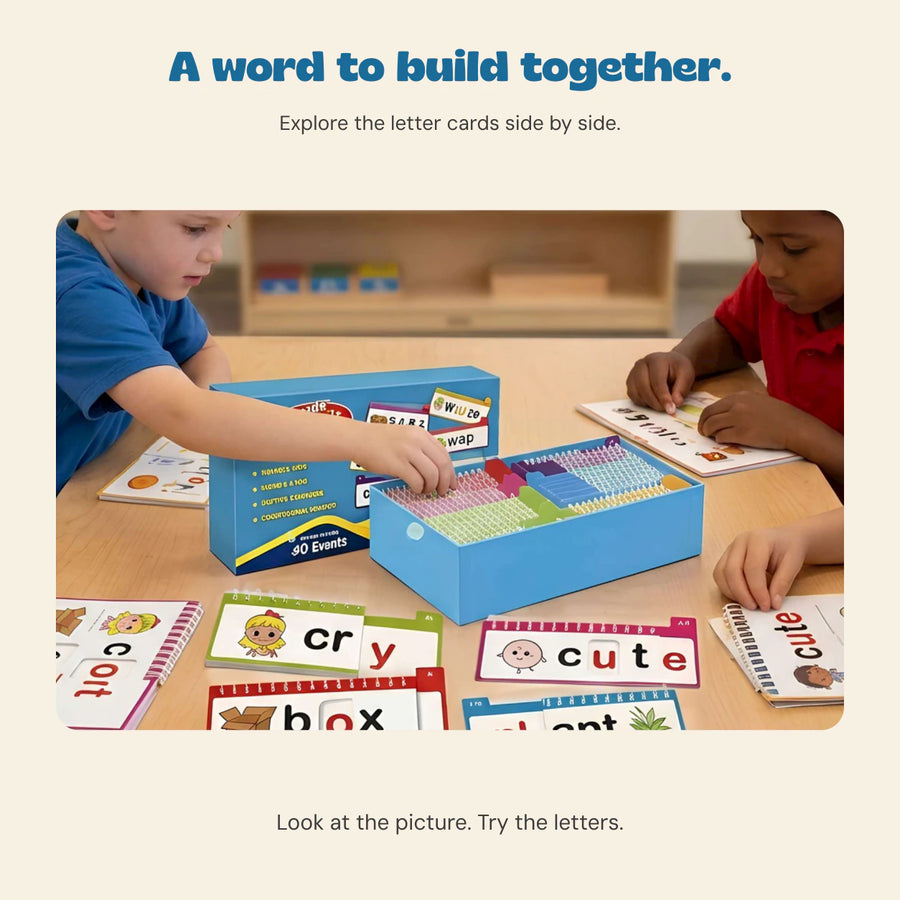 Children exploring the original word cards together.