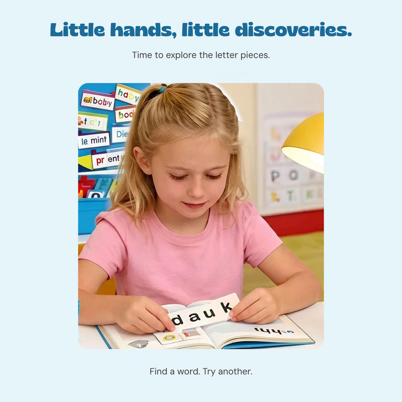 A child exploring the original letter pieces.