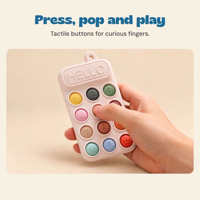 Press, pop and play. Tactile buttons for curious fingers.