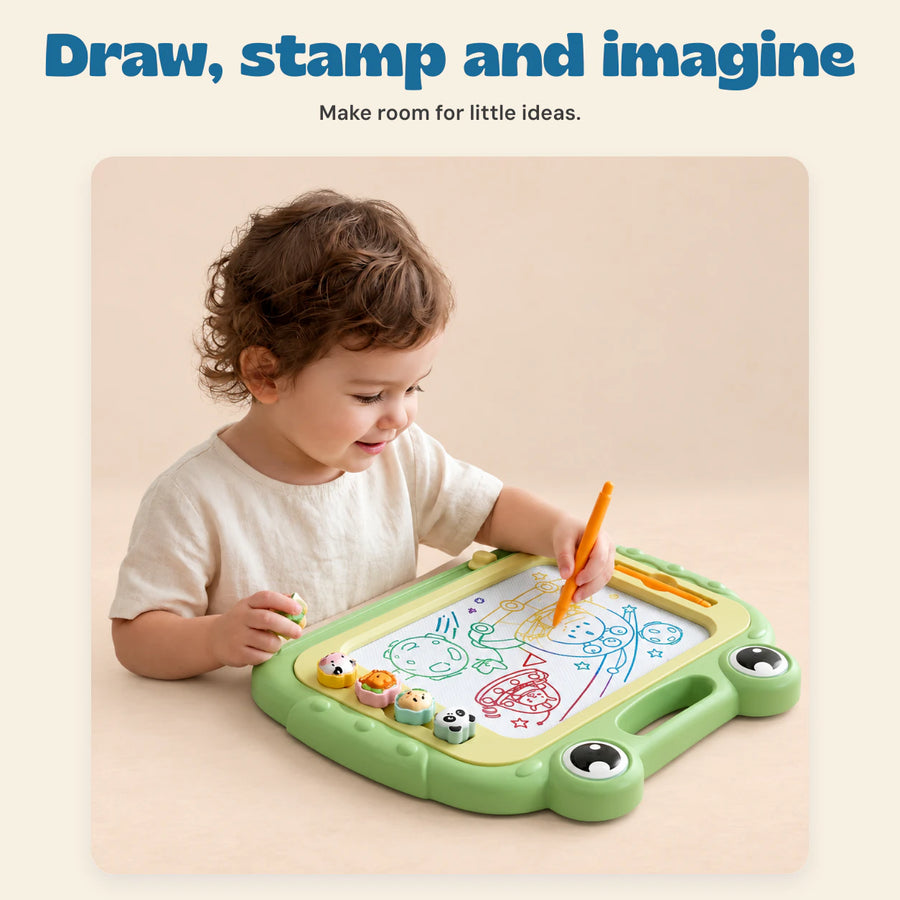 DoodleFrog Magnetic Drawing Board. Draw, stamp and imagine. Make room for little ideas.
