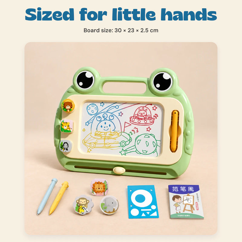 DoodleFrog Magnetic Drawing Board. Sized for little hands. Board size: 30 × 23 × 2.5 cm