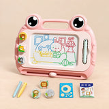 DoodleFrog Magnetic Drawing Board. Blush Pink Board. Clean product photograph on a warm beige studio surface.