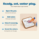 How to use the refillable water pen with the drawing book.