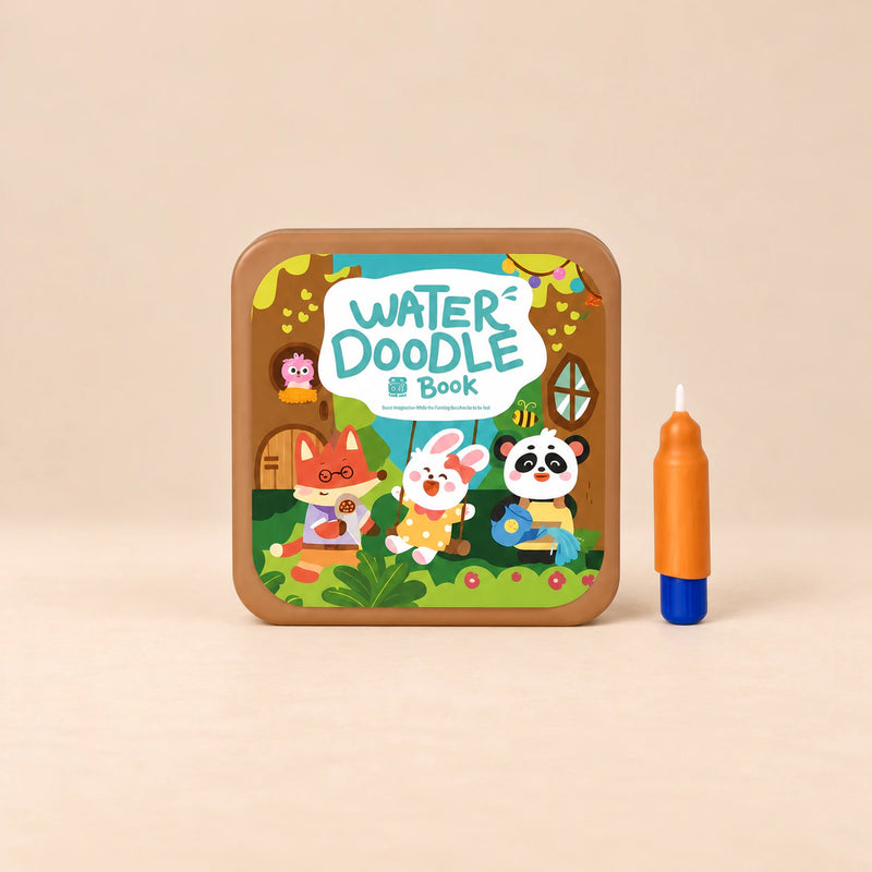 Forest Friends WaterDoodle book with its orange refillable water pen.