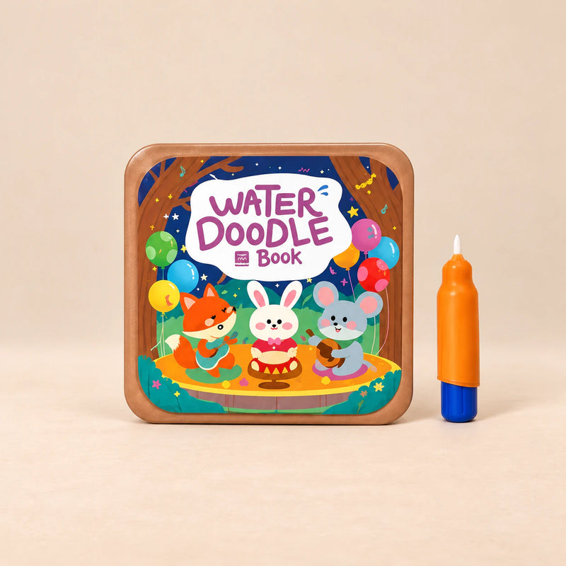 Circus Friends WaterDoodle book with its orange refillable water pen.