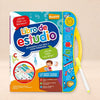 TibaToes™ Spanish Touch & Learn Sound Book shown in a warm beige studio with realistic depth.
