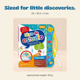 Sized for little discoveries. 23 × 25.5 × 2 cm