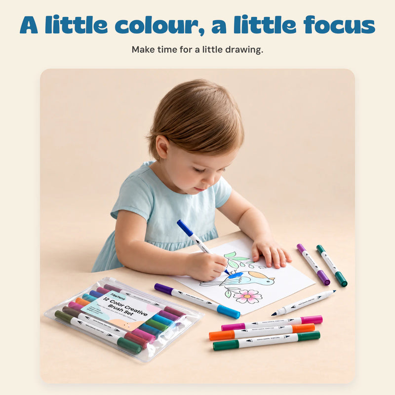 RainbowBrush Dual-Tip Marker Set. A little colour, a little focus. Make time for a little drawing.