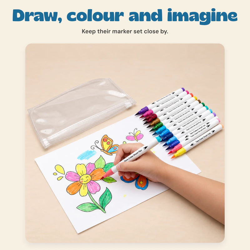 RainbowBrush Dual-Tip Marker Set. Draw, colour and imagine. Keep their marker set close by.