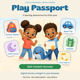 Mila & Kai's Play Passport, digital story adventures, with the original characters and artwork preserved. Gallery image 1.