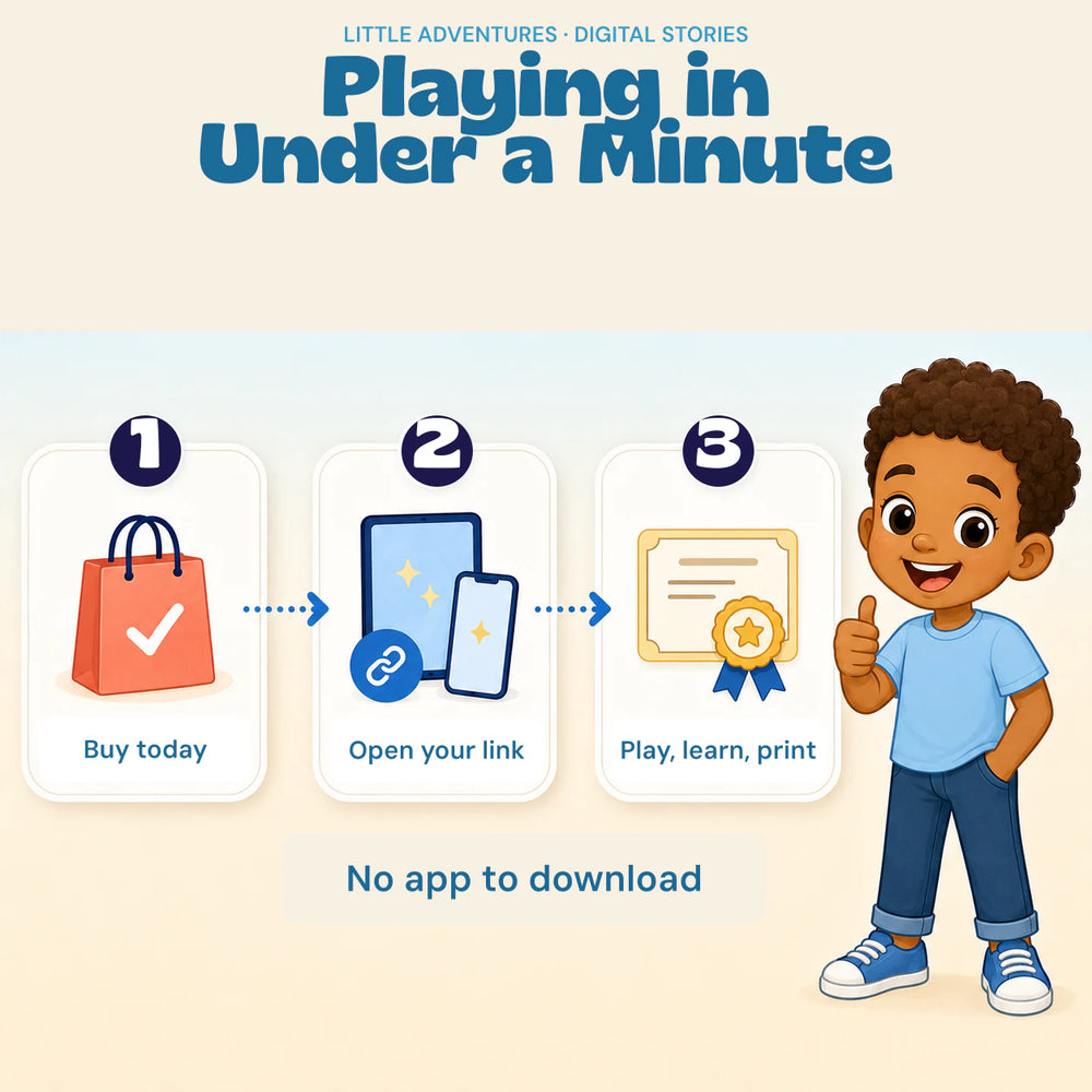 Mila & Kai's Play Passport, digital story adventures, with the original characters and artwork preserved. Gallery image 3.