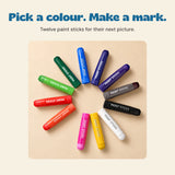 Pick a colour. Make a mark. Twelve paint sticks for their next picture.