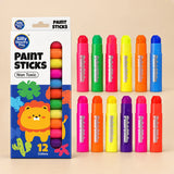 TibaToes™ RainbowGlide Washable Paint Sticks shown in a warm beige studio with realistic depth.