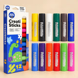 TibaToes™ RainbowGlide Washable Paint Sticks shown in a warm beige studio with realistic depth.