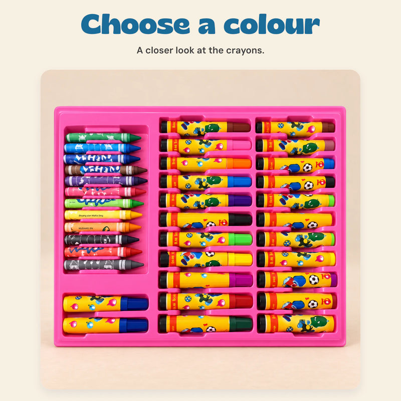 MegaArtist 86-Piece Creative Art Set. Choose a colour. A closer look at the crayons.