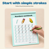 NumberQuest Tracing Workbook. Start with simple strokes. Follow the printed practice lines.
