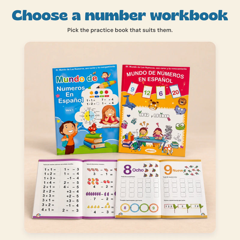 Spanish NumberWorld Math Workbook. Choose a number workbook. Pick the practice book that suits them.