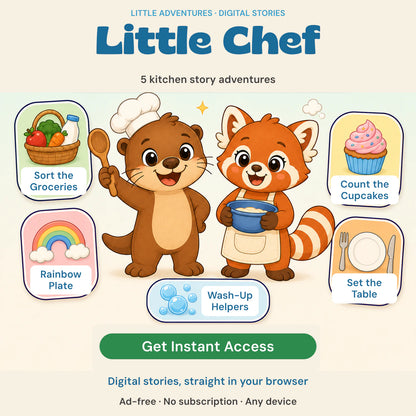 Theo & Suri's Little Chef, digital story adventures, with the original characters and artwork preserved. Gallery image 1.