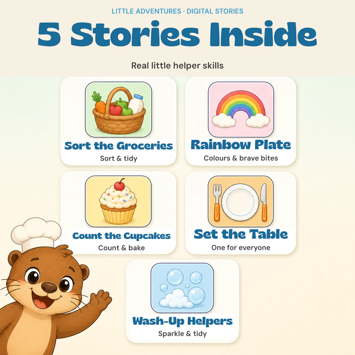 Theo & Suri's Little Chef, digital story adventures, with the original characters and artwork preserved. Gallery image 2.