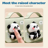 BuddyPack Large Pencil Case. Meet the raised character. A closer look at the panda detail.