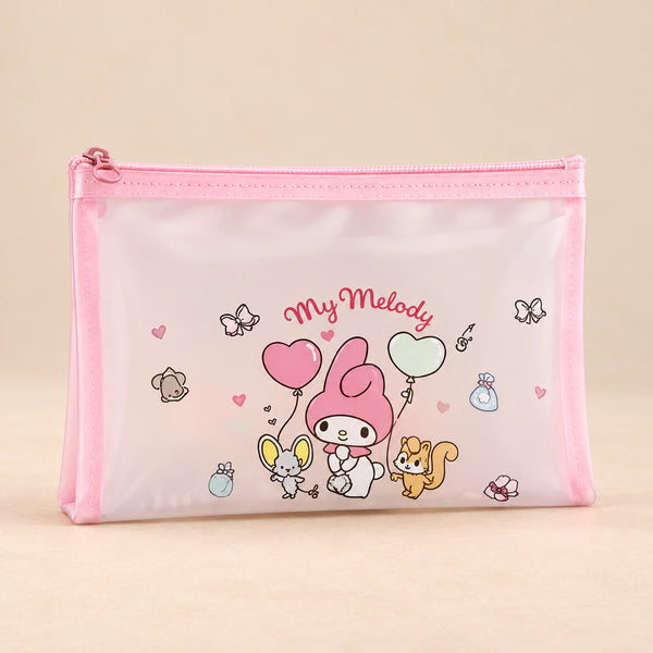 Kawaii School Supply Pouch. Clean product photograph on a warm beige studio surface.