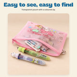 Kawaii School Supply Pouch. Easy to see, easy to find. Transparent pouch with a coloured zip.