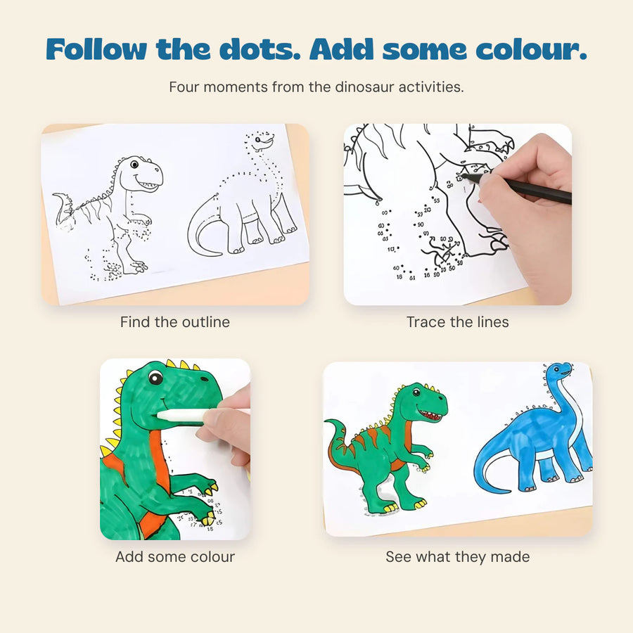 TibaToes™ Dot & Draw Activity Book. A closer look at the original activity book and printed pages.