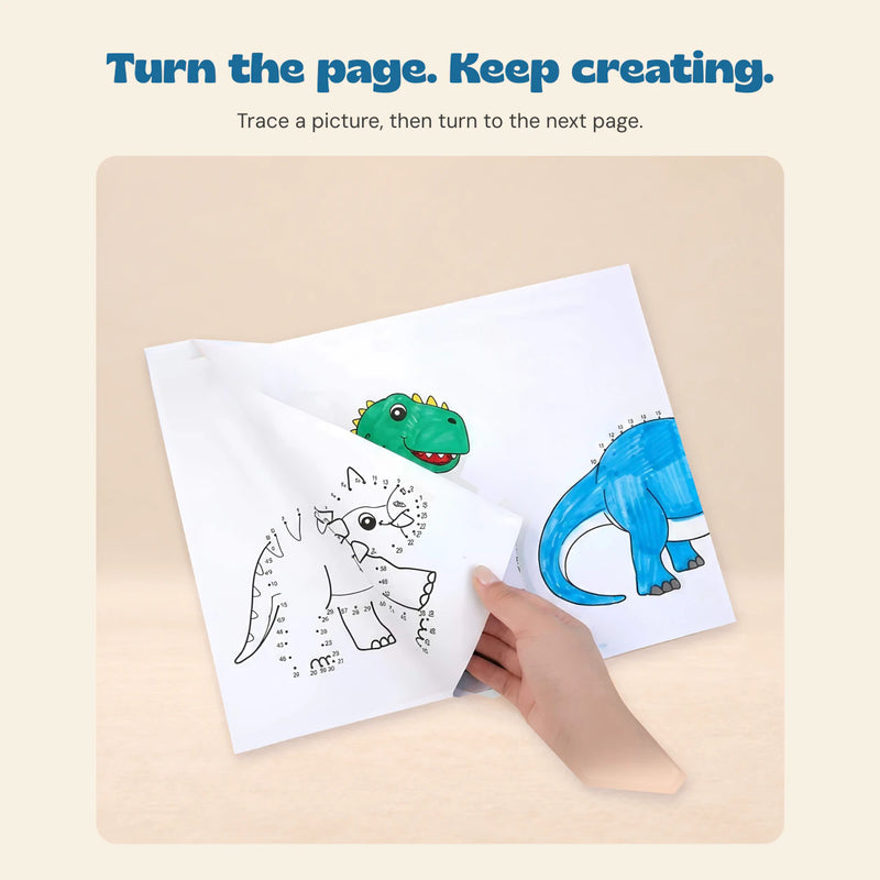 TibaToes™ Dot & Draw Activity Book. A closer look at the original activity book and printed pages.