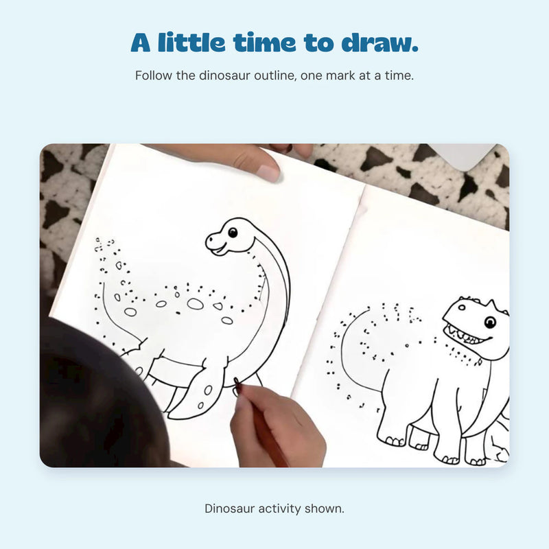 TibaToes™ Dot & Draw Activity Book. A closer look at the original activity book and printed pages.