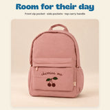 Little Explorer Large Backpack. Room for their day. Front zip pocket · side pockets · top carry handle