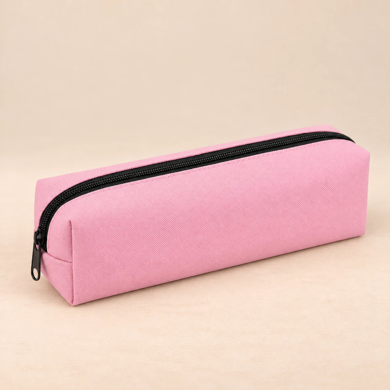 Everyday Pencil Pouch. Blush Pink. Clean product photograph on a warm beige studio surface.