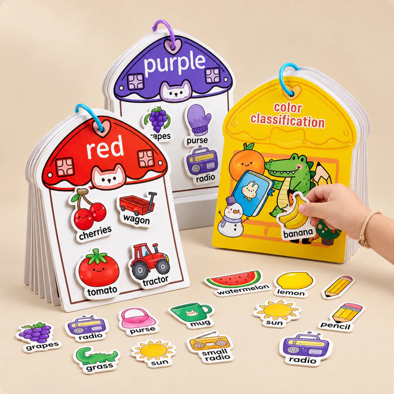 TibaToes™ Color Match Sticker Book shown in a warm beige studio with realistic depth.
