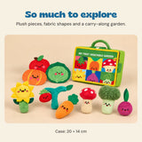 So much to explore. Plush pieces, fabric shapes and a carry-along garden.