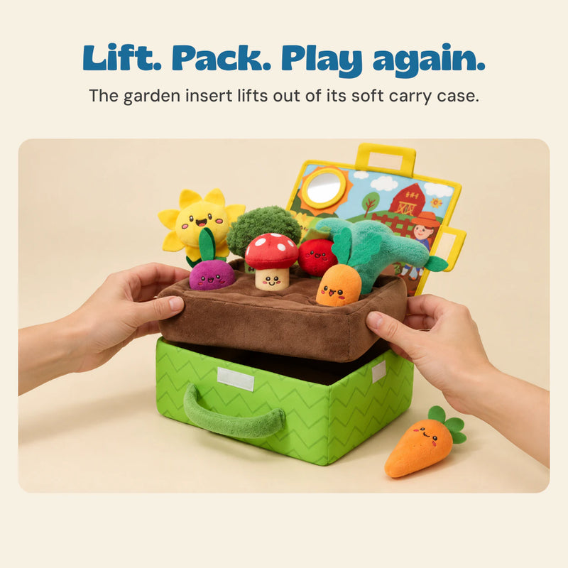 Lift. Pack. Play again.. The garden insert lifts out of its soft carry case.