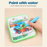 Reusable Water Painting Book. Paint with water. Use the refillable water pen on the printed pages.