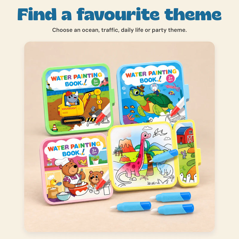 Reusable Water Painting Book. Find a favourite theme. Choose an ocean, traffic, daily life or party theme.